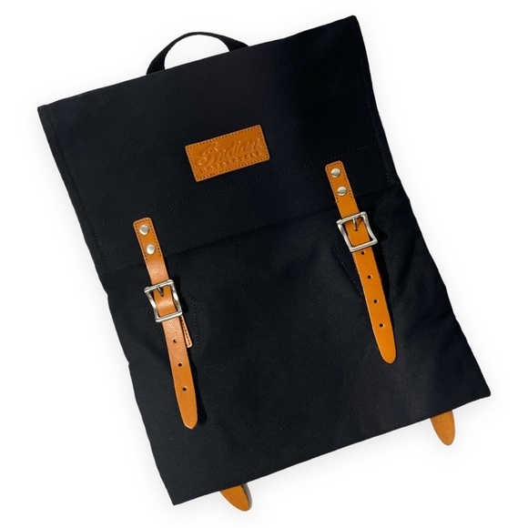 Indian Motorcycle Black Canvas Leather Backpack Book Gear Travel‎ Bag NWOT - Picture 1 of 11